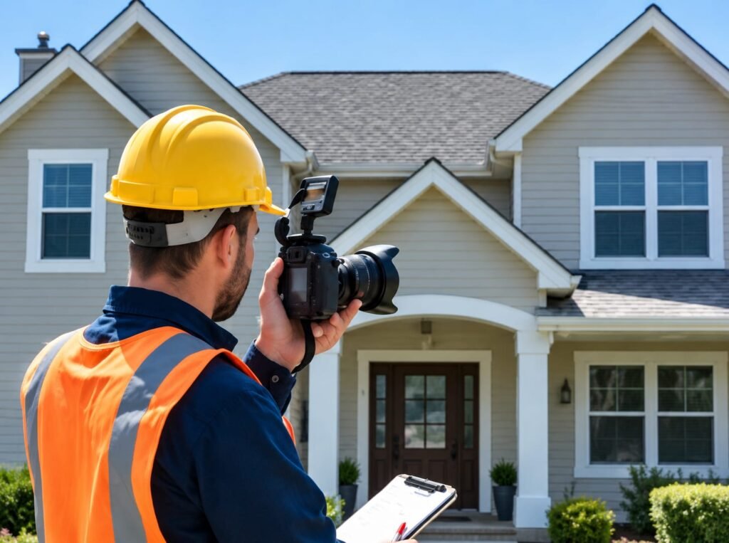Building inspector inspecting a home
